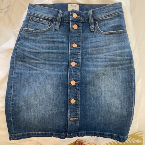 J. Crew Denim Button-Up Mini/Midi Skirt- Size 27 - Picture 1 of 9